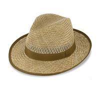 fiebig Bogart Chapeau de Paille pour Femmes et Hommes | Chapeau d'été avec Ruban | Chapeau de Soleil à Large Bord | Fedora Made in Italy | en Couleur Nature