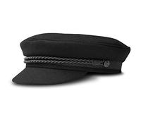 fiebig Casquette Elbsegler pour Homme et Femme | Casquette de Capitaine Classique avec Doublure | Casquette de Marin Traditionnelle | Bonnet avec Cordon, Boutons d'ancre et emblème (59-L, Noir)