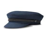 fiebig Casquette Elbsegler pour Homme et Femme | Casquette de Capitaine Classique avec Doublure | Casquette de Marin Traditionnelle | Bonnet avec Cordon, Boutons d'ancre et emblème (59-L, Bleu)