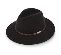 fiebig Casual Traveller Chapeau en feutre de laine | Chapeau enroulable et imperméable avec cordon en cuir tressé, marron, 58