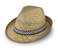 fiebig Chapeau de Paille de moissonneur (Protection Solaire) Mesdames et Messieurs | Chapeau de Soleil en Trilby Look pour l'été sur la Plage ou en Vacances | différentes Tailles | Couleur Nature - Taille 59 -