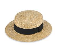 Fiebig Chapeau de Paille Gondolier pour Femmes & Hommes | Chapeau Soleil en Paille | Made in Italy | Pour Le Printemps & l'été | avec Ruban (57-M)