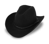 fiebig Chapeau Western Chuck avec lanière en Imitation Cuir | Chapeau de Cowboy en Feutre 100% Laine | Individuellement façonnable et fabriqué en Italie | Chapeau en Feutre de Plusieurs Tailles (58)