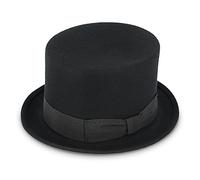 fiebig Cylinder avec ruban | Chapeau en 100% laine pour hommes et femmes | Chapeau classique en feutre Fabriqué en Italie (55-S, Noir)