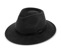fiebig Edison Traveller avec Bande en Imitation Cuir | Chapeau en Feutre 100% Laine pour Hommes et Femmes | Agréablement léger pour Toute l'année | Fabriqué en Italie (60-XL, Noir)