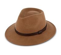 fiebig Edison Traveller avec Bande en Imitation Cuir | Chapeau en Feutre 100% Laine pour Hommes et Femmes | Agréablement léger pour Toute l'année | Fabriqué en Italie (57-M, Camel)