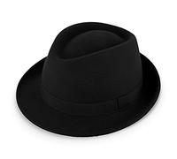 fiebig Miller Trilby Chapeau en Feutre avec Ruban | Fedora fabriqué en Italie (55-S, Noir)