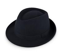 fiebig Miller Trilby Chapeau en Feutre avec Ruban | Fedora fabriqué en Italie (58-L, Bleu Marine)