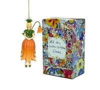 Fiebiger Floristik Couronne impériale orange à suspendre - Figurine elfe - Figurine de fée - Sculpture pour enfant dans une boîte cadeau