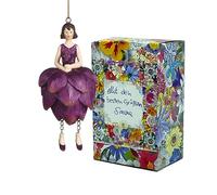 Fiebiger Floristik Filles Fleurs Artichaudes en Lilas Foncé à Suspendre Figurine Elfe Décorative Flower Fairy Figurine Sculpture Florale Fleurs en Boîte Cadeau