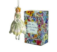 Fiebiger Floristik Filles-fleurs de roses de neige vert clair à suspendre Elfe Figurine décorative fée fleur Figurine en fleurs Sculpture enfants de fleurs dans une boîte cadeau