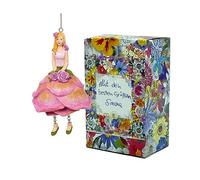 Fiebiger Floristik Fleur fille rose vieux rose à suspendre Elfe Figurine décorative Flower Fairy Statue fleur de fée Sculpture enfant de fleurs dans une boîte cadeau