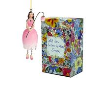 Fiebiger Floristik Fleur fille tulipe rose à suspendre figurine elfe décorative fleur fée figurine fleur sculpture fleur enfant dans un coffret cadeau