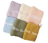 Fiednoy Couverture bébé personnalisée en Grosse Maille brodée, 100 x 80 cm, couvertures Faites Main pour Chambre d'enfant, Cadeaux de Naissance pour garçon/Fille, Anniversaire