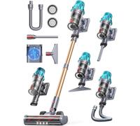 Fieety Aspirateur Balai sans Fil, 50kPa/600W/65Min Aspirateur sans Fil Puissant avec Tuyau Extensible 1m, Brosse Canapé, Recharge Murale, Écran Tactile pour Poils d’Animaux Tapis Sols Durs et Voiture