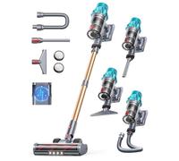 Fieety Aspirateur Balai sans Fil, 550W/45kPa/60Min Aspirateur sans Fil Puissant avec Tuyau Extensible 1m, Brosse Canapé, Recharge Murale, Écran Tactile pour Poils d’Animaux Tapis Sols Durs et Voiture