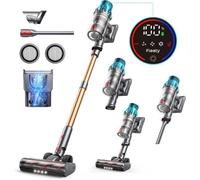 Fieety Ultra7 Aspirateur Balai sans Fil - 550W/55KPa- 60 Mins/écran tactile/Anti-enchevêtrement/1.5L/Filtration 7 étapes,Or