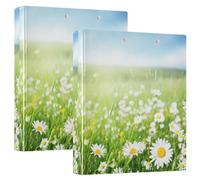 Field of Daisy Flowers Lot de 2 classeurs à 3 anneaux en D A4 avec 200 feuilles pour enfants, fournitures scolaires, femmes et hommes