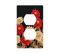 Field of Red and Gold Dahlias Couvercle d'interrupteur décoratif 1 gang Plaque murale pour cuisine salle de bain Taille 7 x 11,4 cm