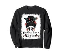 Field Spaniel Kinda Busy Being A Dog Mom Funny Messy Bun Sweatshirt