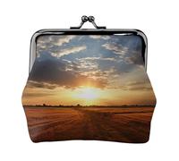 Field Sunrise Petit porte-monnaie pour femme, porte-monnaie en cuir avec fermeture à baiser, porte-monnaie mignon, mini porte-monnaie porte-monnaie porte-monnaie porte-monnaie porte-monnaie porte-clés