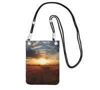 Field Sunrise Sac à main pour téléphone portable pour femme, pochette pour téléphone portable, étui portefeuille avec bandoulière noire, pochette de voyage