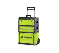FIELDMANN Coffret à outils sur roues FDN 4150 métal 3 compartiments poignée télescopique Noir et vert