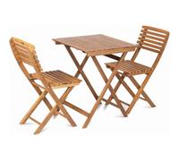 Fieldmann FDZN 4010-T Ensemble de Balcon en Bois Naturel avec 2 chaises et 1 Table Marron