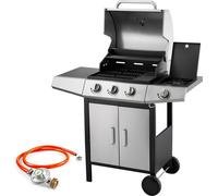 FIELDMANN FZG 3010 Gril à gaz, dimensions du gril : 107 x 53 x 110 cm, 3x brûleur principal et 1x brûleur latéral, allumage : système intégré, thermomètre