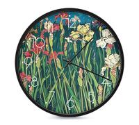 Fields of Blooming Flowers Horloge murale moderne ronde de 25,4 cm, silencieuse, sans tic-tac, affichage analogique, champs décoratifs de fleurs en fleurs, horloge murale numérique pour salon, salle