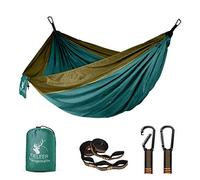 Fieleer Hamac Ultra-léger de Camping Voyage | avec Mousquetons de qualité et Sangles 2,5 cm de Large avec 6 Élingues | 275 x 140cm, Charge Max 300kg, Nylon de Parachute | pour Randonnée