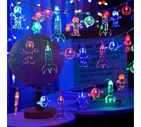 Fielegen Guirlande lumineuse à 20 LED pour chambre d'enfant - Astronaute - Vaisseau spatial - Fusée - Décoration de chambre d'enfant - Décoration murale pour fête d'anniversaire ou de vacances