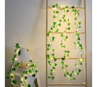 Fielegen Lot de 2 guirlandes lumineuses de lierre artificiel de 4 m avec 40 LED - Fonctionne avec des piles - Guirlande de lierre avec guirlande lumineuse pour la maison, le jardin, les mariages, les