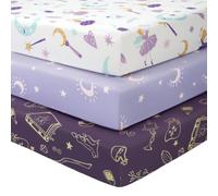 FIEMOL Drap Housse 70 x 140 cm, Lot de 3 Microfibre Ultra Douce et Lisse Élastique sur Tout Le Tour - pour Matelas de Lit Bébé et Lit Enfant, La Fée Magique Violette