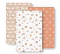 FIEMOL Drap Housse Cododo 50x83 cm, Lot de 3 Microfibre Ultra Douce et Lisse Élastique sur Tout Le Tour - pour Matelas de Lit Berceau de 50x80 cm à 55x90 cm, Arc-en-Ciel Soleil Orange