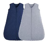 FIEMOL Gigoteuse 0-6 Mois 1.5 TOG Turbulette Naissance avec pois en Peluche, Sac de Couchage bebe Fille Garcon douce en Coton à Double sens Couverture Portable pour bébé, Bleu et Gris
