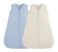 FIEMOL Gigoteuse 0-6 Mois 1.5 TOG Turbulette Naissance avec pois en Peluche, Sac de Couchage bebe Fille Garcon douce en Coton à Double sens Couverture Portable pour bébé, Bleu et Abricot