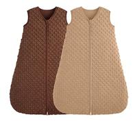 FIEMOL Gigoteuse 6-12 Mois 1.5 TOG Turbulette Naissance avec pois en Peluche, Sac de Couchage bebe Fille Garcon douce en Coton à Double sens Couverture Portable pour bébé, Marron et Café
