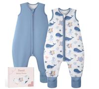 FIEMOL Gigoteusea pied 1,5 tog Turbulette 18-36 Mois | Gigoteuse bébé tout-saison avec surchaussures pliables, douce respirante, fermeture zip double sens, coffret cadeau 2 pièces