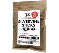 Fiend Silvervine Bâtons pour chats - Vigne d'argent séchée véritable + herbe à chat infusée - 14 pièces (5 Chonky + 9 réguliers) jouets fabriqués par la nature pour les instincts de jeu et les