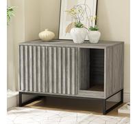 Fienveorn Bac à litière moderne pour chat avec griffoir pour chat, table d'extrémité de maison pour chat, banc d'entrée pour salon (gris)