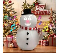 FIENZA Bonhomme de neige parlant animé, bonhomme de neige clignotant parlant avec projecteur intégré, haut-parleur, chant, danse, fonctionnement USB et piles (1 pièce)