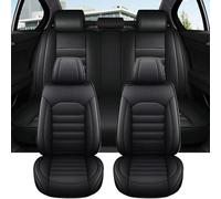 FIENZA Imperméable Cuir PU Housse Siege Voiture Universel pour Hyundai i10, 5 Pièces Housses Siège Avant Arrière Coussin Couvre Respirant Protections Accessoire Interieur(Black)