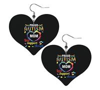 Fier autisme maman sensibilisation boucles d'oreilles en cuir pour les femmes balancent boucle d'oreille goutte coeur pendentif avec crochet cadeaux pour fille adulte