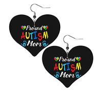 Fier autisme maman sensibilisation boucles d'oreilles en cuir pour les femmes balancent boucle d'oreille goutte coeur pendentif avec crochet cadeaux pour fille adulte