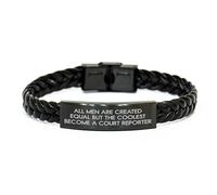 Fier cadeau du journaliste - Tous les hommes sont créés égaux, mais le plus cool devient un reporter de la cour, un bracelet en cuir tressé pour les cadeaux uniques de remise des diplômes d'amis