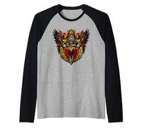 Fier Combattant Albanais des Balkans Double Eagle Manche Raglan