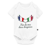 Fier de Mes Deux Drapeaux France Italie Body Manches Courtes Bébé Bio