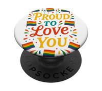 Fier de t'aimer fierté LGBTQ Amour Arc-en-Ciel PopSockets PopGrip Adhésif