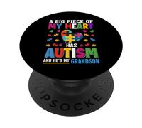 Fier d'être autiste Grand-mère, Grand-père, Papa, Pap Man, Nana Mimi, autiste PopSockets PopGrip Adhésif